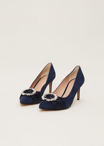 Phase Eight Embellished Court Heels Navy Australia | XM9428017